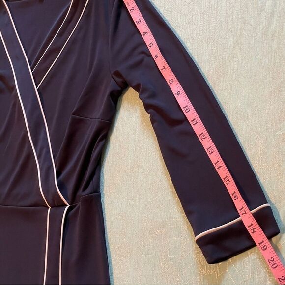 TALBOTS Navy with white contrast piping trim faux wrap dress, fully lined, sz S - Picture 10 of 15